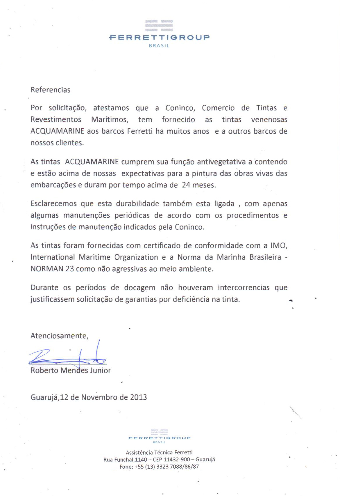 Atestado Ferretti - Coninco